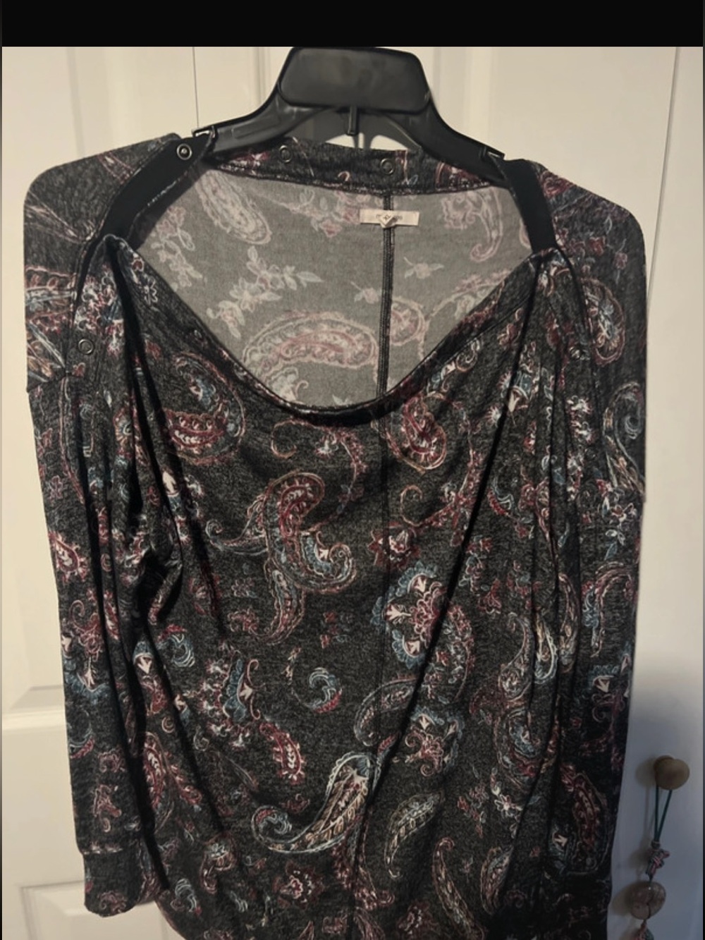 Paisley Print Draped Long-Sleeve Top - Black/Multi